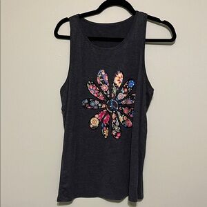 Floral Graphic Tank Top - Black